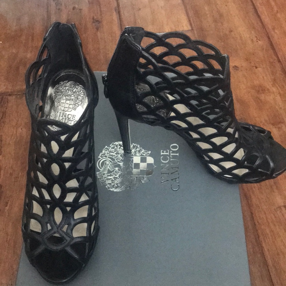 Vince Camuto caged leather heels 7